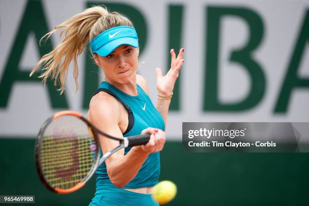 May 30. French Open Tennis Tournament - Day Four. Elina Svitolina of the Ukraine in action against Viktoria Kuzmova of Slovakia on Court Suzanne...