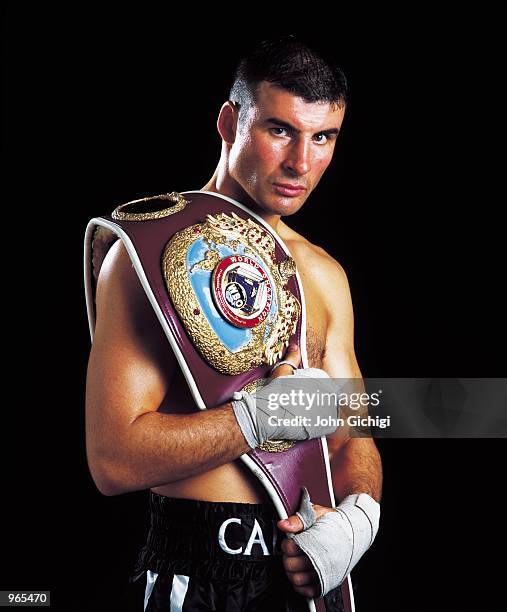 World super-middleweight champion Joe Calzaghe of Wales pictured during a feature shoot. \ Mandatory Credit: John Gichigi /Allsport