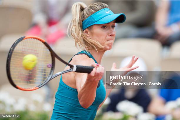 May 30. French Open Tennis Tournament - Day Four. Elina Svitolina of the Ukraine in action against Viktoria Kuzmova of Slovakia on Court Suzanne...