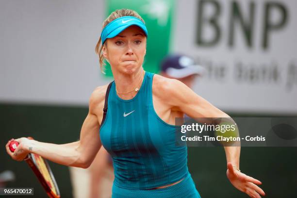 May 30. French Open Tennis Tournament - Day Four. Elina Svitolina of the Ukraine in action against Viktoria Kuzmova of Slovakia on Court Suzanne...