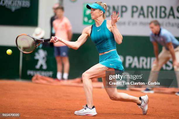 May 30. French Open Tennis Tournament - Day Four. Elina Svitolina of the Ukraine in action against Viktoria Kuzmova of Slovakia on Court Suzanne...