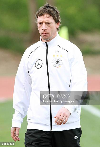 Head coach Steffen Freund of U16 Germany attends the international friendly match between U16 Cyprus and U16 Germany at GSZ Stadium on February 10,...