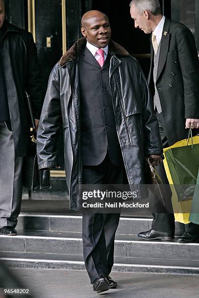 Chris Eubank sighted leaving the Dorchester Hotel on February 10, 2010 in London, England.