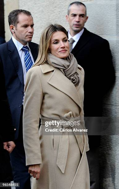 Princess Letizia of Spain visits Jaca Cathedral on February 9, 2010 in Jaca, Spain.