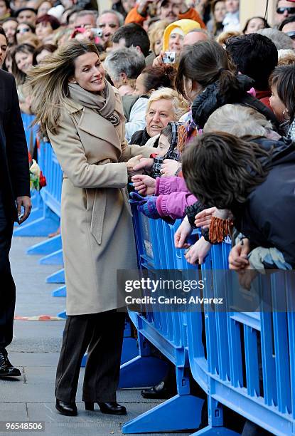 Princess Letizia of Spain visits Jaca Cathedral on February 9, 2010 in Jaca, Spain.