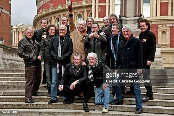 Vanity Fare, Brian Poole, Peter Sarstedt, The Troggs, The Swinging Blue Jeans, Dave Berry and Mike Pender attend a photocall launching The Solid...
