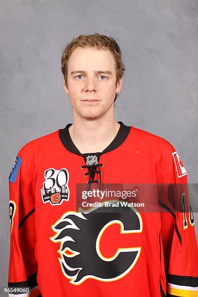 Matt Stajan of the Calgary Flames poses for his official team headshot on February 2, 2010 at the Pengrowth Saddledome in Calgary, Alberta, Canada.