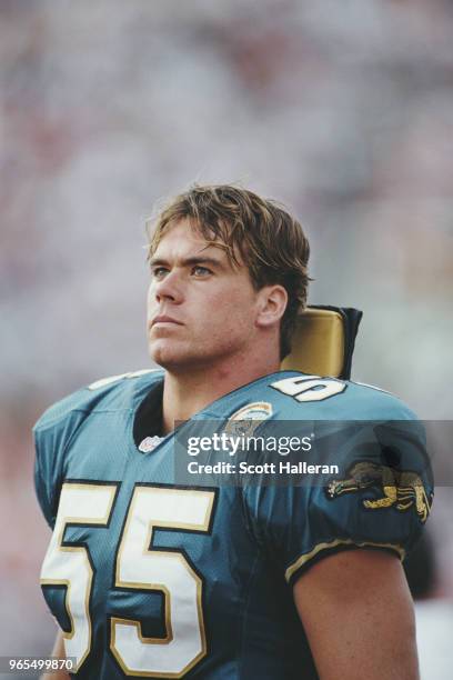 Tom McManus, Linebacker for the Jacksonville Jaguars during the National Football Conference Central game against the Tampa Bay Buccaneers on 19...