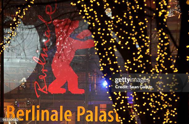 The Berlinale Bear logo stands at the Berlinale Palast, the main venue at the 60th Berlinale International Film Festival, on February 10, 2010 in...