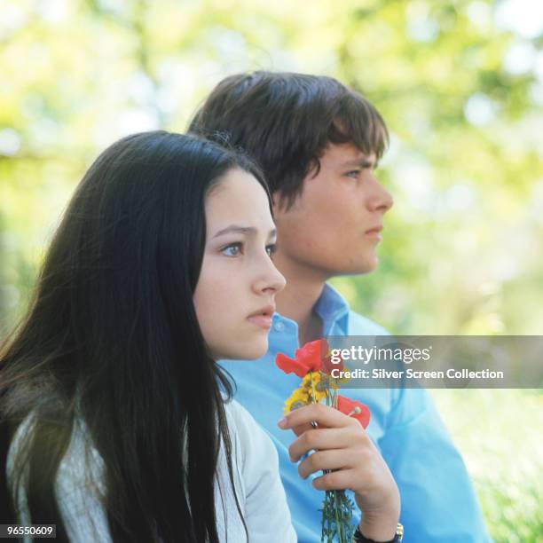 Leonard Whiting as Romeo and Olivia Hussey as Juliet in Franco Zeffirelli's film version of 'Romeo and Juliet', 1968.