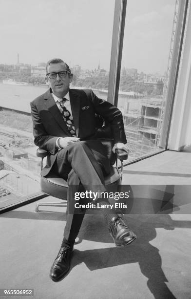 John Sainsbury, chairman and chief executive of Sainsbury's supermarkets chain, pictured sitting in an office chair at the company's Stamford Street...