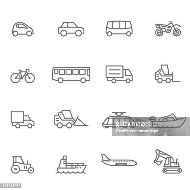 bildbanksillustrationer, clip art samt tecknat material och ikoner med ikonuppsättning, transport - illustration - car outline