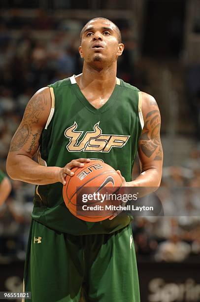 Chris Howard of the South Florida Bulls takes a jump shot during a college basketball game against the Georgetown Hoyas on February 3, 2010 at the...