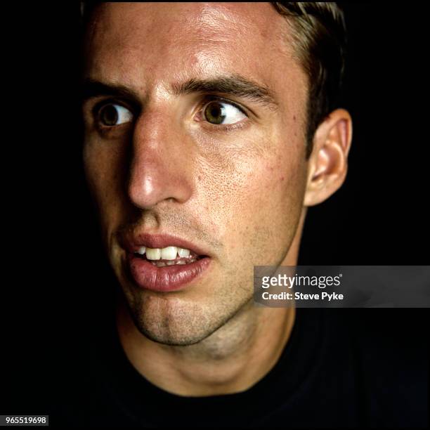 English footballer, and later manager, Gareth Southgate, during his time as a player for Aston Villa, Birmingham, 23rd July 1996.