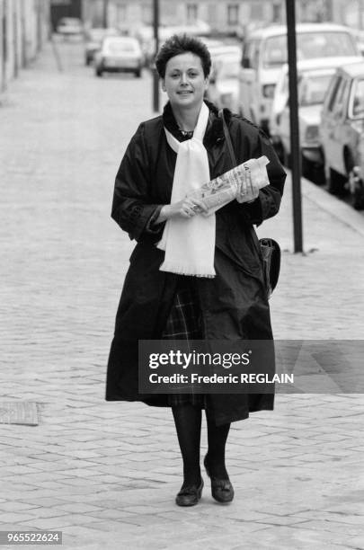 Christine Boutin soutient de Raymond Barre dans les Yvelines lors de la campagne pour les élections législatives, Versailles le 14 janvier 1986,...