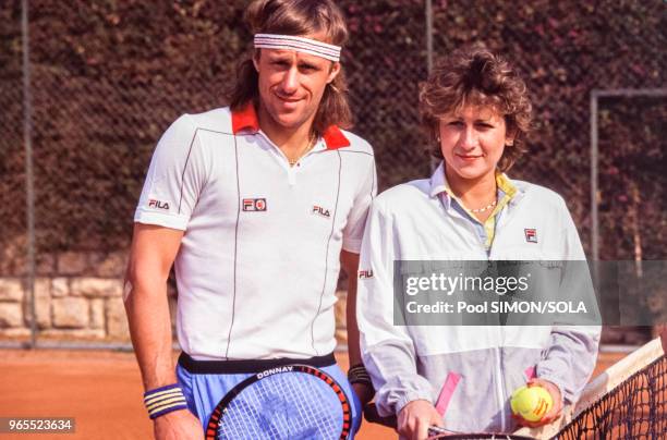 Bjorn Borg et sa femme Mariana Simionescu à Monaco le 23 avril 1984.