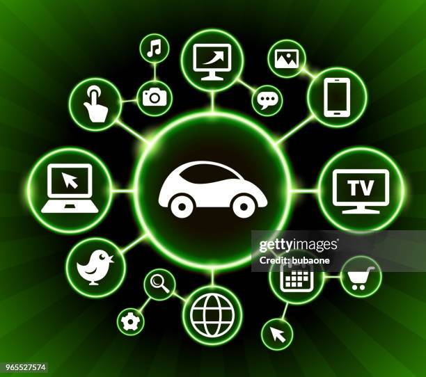 car internet communication technology dark buttons background - car touch screen stock illustrations