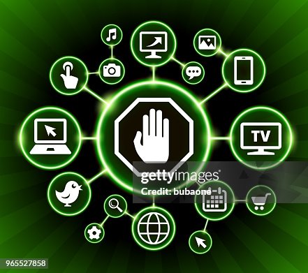 Stop Using Internet Sign Stop Sign Internet Communication Technology Dark Buttons Background ...