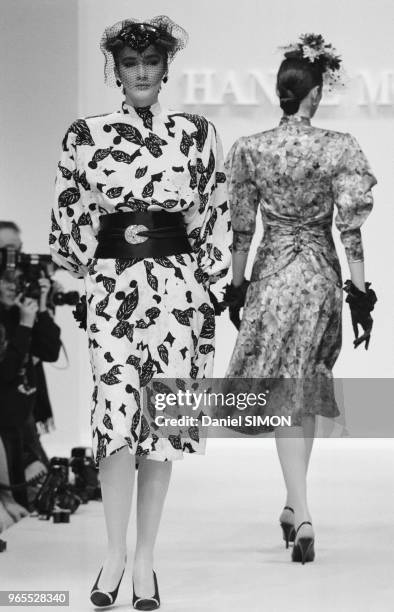 Défilé Hanae Mori, Haute-Couture, collection Printemps-été 86 à Paris, le 26 janvier 1986, France.