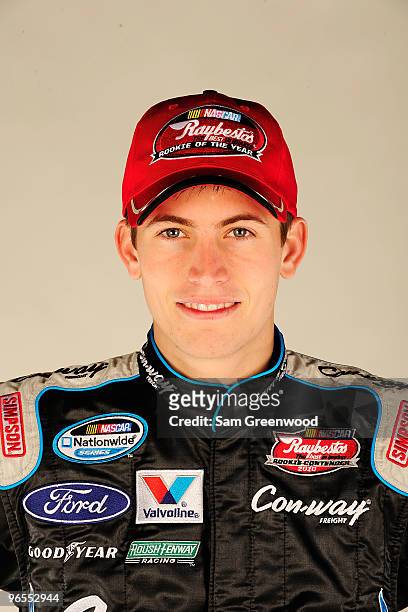 Colin Braun, driver of the Con-way Freight Ford, poses during NASCAR Nationwide Series portraits at Daytona International Speedway on February 4,...