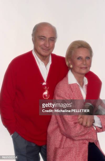 Michèle Morgan et Gérard Oury le 16 septembre 1988 à Paris, France.