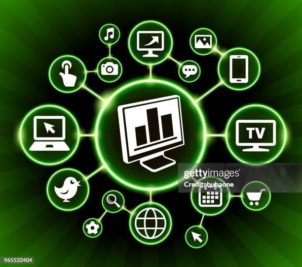 stockillustraties, clipart, cartoons en iconen met staafdiagram op donkere knoppen achtergrond van computer internet communicatie technologie - bar cart