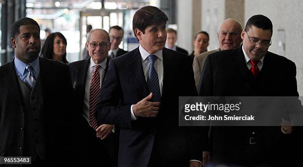 Rod Blagojevich , former Governor of Illinois, leaves his hearing at the Dirksen Federal Building on February 10, 2010 in Chicago. Blagojevich plead...