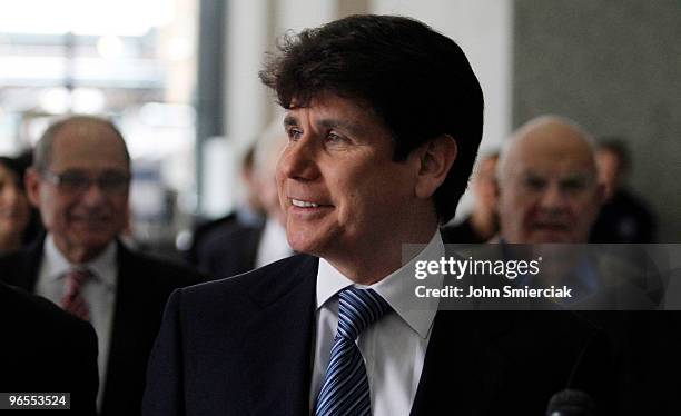 Rod Blagojevich , former Governor of Illinois, leaves his hearing at the Dirksen Federal Building on February 10, 2010 in Chicago. Blagojevich plead...