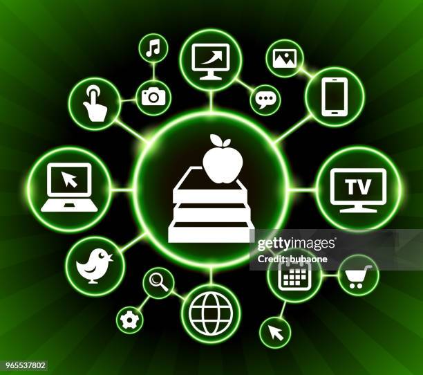 apple & books internet communication technology dark buttons background - apple black background stock illustrations