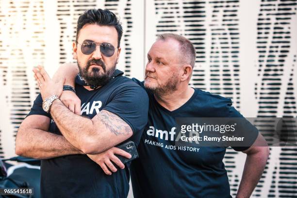 Chris Salgardo and Kevin Robert Frost pose during the press kick-off and photo call for the 'amfAR Epic Ride to Life Ball' at Dolder Grand Hotel on...