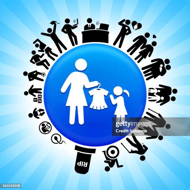 mother & daughter shopping lifecycle stages of life background - mother and baby and laptop stock illustrations