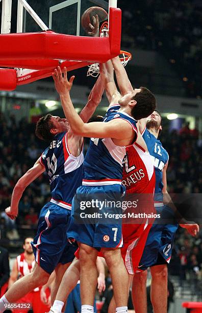 Bojan Bogdanovic, #7 of KK Cibona Zagreb in action during the Euroleague Basketball 2009-2010 Last 16 Game 3 between Olympiacos Piraeus vs KK Cibona...