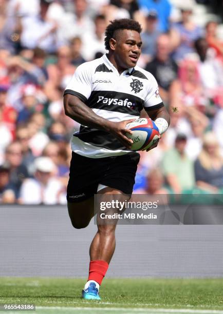 Barbarians' Josua Tuisova in action during the Quilter Cup match between England and Barbarians at Twickenham Stadium on May 27, 2018 in London,...