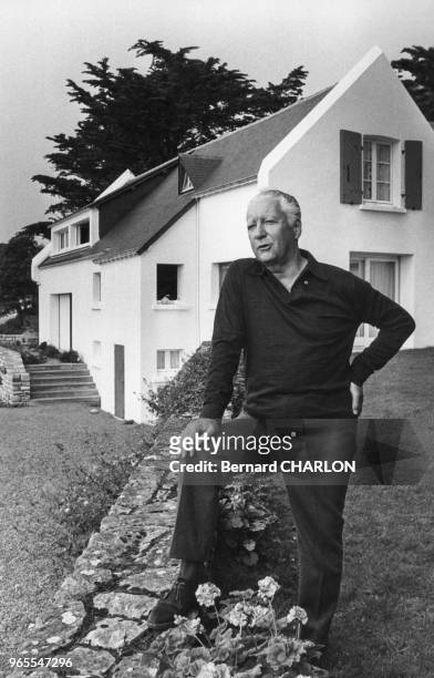 Pierre Messmer en vacances dans sa maison de campagne le 16 aout 1972, France.