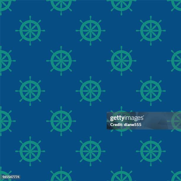 cute nautical seamless pattern - old ship background stock illustrations