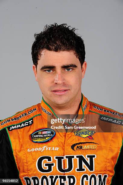 Jason White poses during NASCAR Camping World Truck Series portraits at Daytona International Speedway on February 10, 2010 in Daytona Beach, Florida.