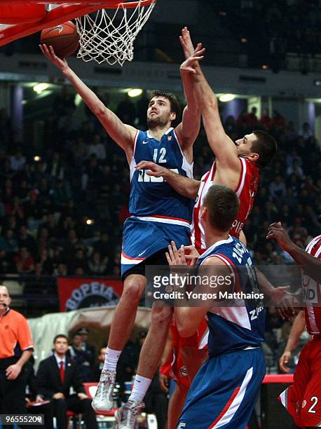 Luksa Andric, #12 of KK Cibona Zagreb in action during the Euroleague Basketball 2009-2010 Last 16 Game 3 between Olympiacos Piraeus vs KK Cibona...