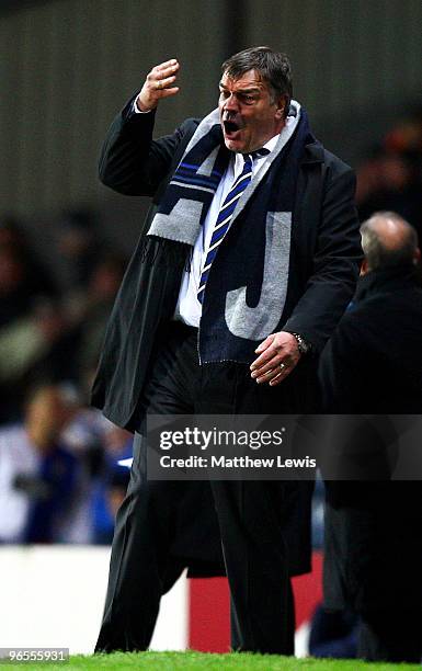Sam Allardyce manager of Blackburn Rovers gives out instructions during the Barclays Premier League match between Blackburn Rovers and Hull City at...