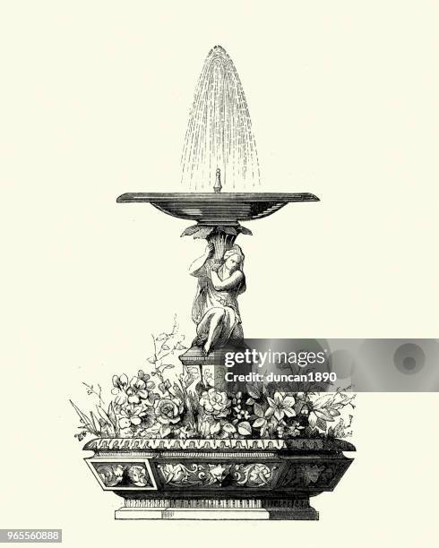 ビクトリア朝の装飾、噴水、1850 年代 - 噴水点のイラスト素材／クリップアート素材／マンガ素材／アイコン素材
