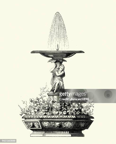 維多利亞時代的裝飾, 噴泉, 十九世紀五十年代 - fountain 幅插畫檔、美工圖案、卡通及圖標