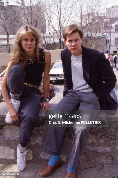 Kevin Bacon et Lori Singer à Paris le 26 avril 1984, France.