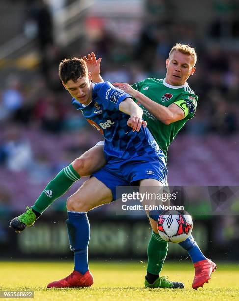 Cork , Ireland - 1 June 2018; John Martin of Waterford in action against Conor McCormack of Cork City during the SSE Airtricity League Premier...