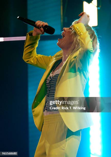 Carly Rae Jepsen performs during the annual Walmart shareholders meeting event on June 1, 2018 in Fayetteville, Arkansas. The shareholders week...