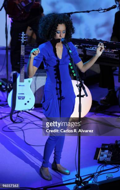 Singer Corinne Bailey Rae performs on stage at the Shoko Club on February 10, 2010 in Madrid, Spain.
