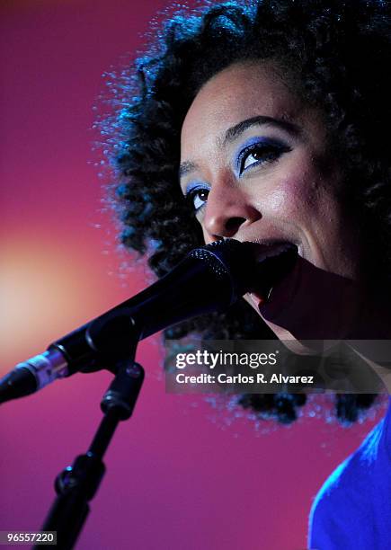 Singer Corinne Bailey Rae performs on stage at the Shoko Club on February 10, 2010 in Madrid, Spain.