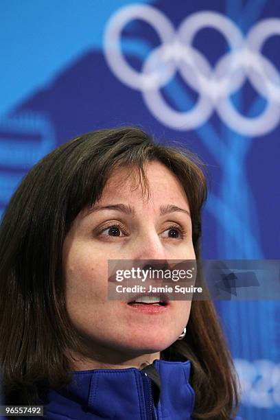 Allison Pottinger attends the United States Olympic Committee Curling Women Press Conference at the Main Press Centre ahead of the Vancouver 2010...