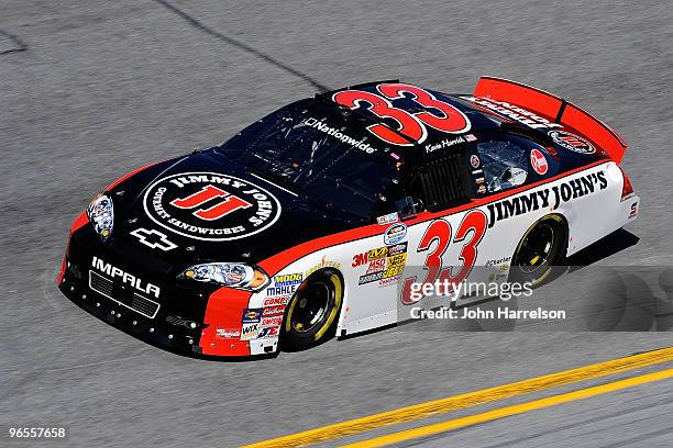 Kevin Harvick drives the Jimmy John's Cheverolet during practice for the NASCAR Nationwide Series DRIVE4COPD 300 at Daytona International Speedway on...