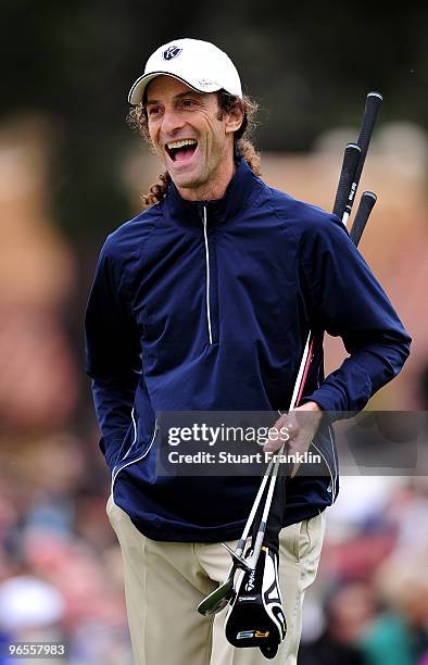 Kenny G laughs during the 3M Celebrity Challenge at the AT&T Pebble Beach National Pro-Am at Pebble Beach Golf Links on February 10, 2010 in Pebble...