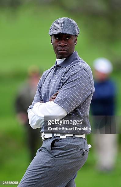 Actor Don Cheadle waits to play during the 3M Celebrity Challenge at the AT&T Pebble Beach National Pro-Am at Pebble Beach Golf Links on February 10,...