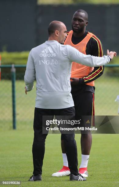 Roberto MARTINEZ and Christian BENTEKE pictured during a training session of the Belgian national soccer team " Red Devils " at the Belgian National...